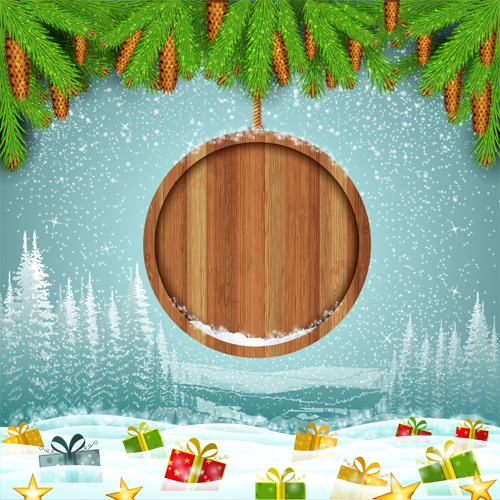 Holzfassrel mit Weihnachts-Hintergrundgestaltungsvektor 04 Weihnachten Holz Hintergrund Fass design   