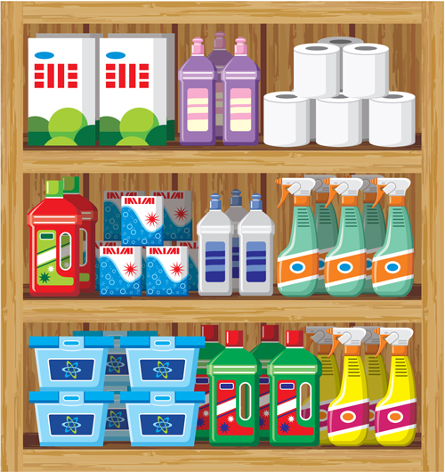 Supermarkt-Schaufenster und Lebensmittel-Vektor Set 10 Supermarkt Schaufenster Lebensmittel   