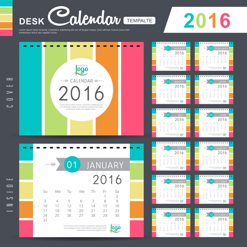 2016 nouvel an bureau calendrier vecteur matériel 99 neuf matériel calendrier bureau année 2016   