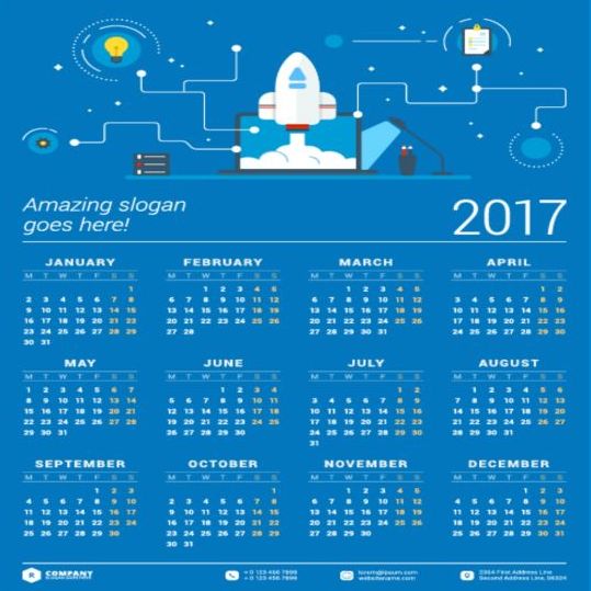 2017 Kalender mit Infografiektor Kalender Infografik 2017   