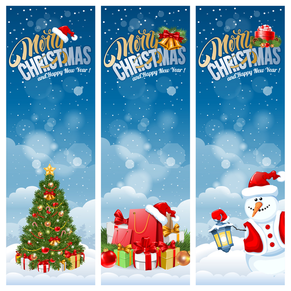 3 genre de bannières verticales de Noël vecteur vertical Noël bannières   