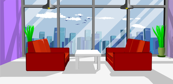 赤いソファーのベクトルが付いているビジネスオフィス 赤 ビジネス ソファ オフィス   