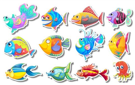 Vecteur de stocker de poissons de dessin animé 02 stocker Poisson cartoon   