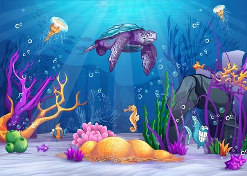 Cartoon Unterwasserwelt schöner Vektor 01 Welt Unterwasser Schön cartoon   
