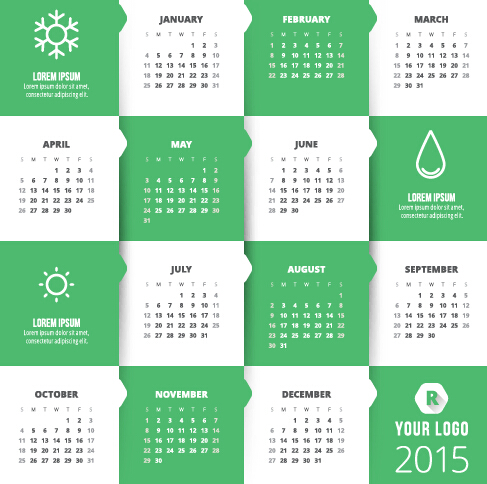 Classic 2015 Kalendervektordesign 10 Klassik Kalender 2015   
