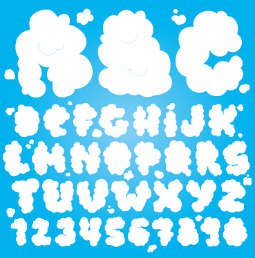 Wolkennummern und Alphabet-Vektorgrafiken Zahlen Zahl Wolke alphabet   