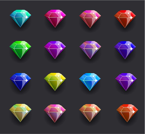 Vecteurs brillants de diamants colorés 01 diamond coloré   