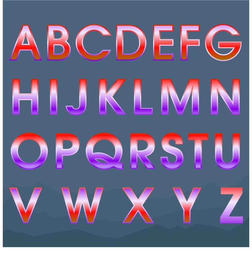 色付きグラデーションアルファベットベクトル03 色付き グラデーション アルファベット   
