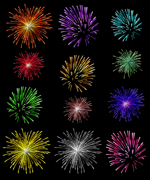 Bunte Feuerwerk-Feuerwerk-Ferienillustration Vektor Set 02 Urlaub illustration Feuerwerk Bunt   