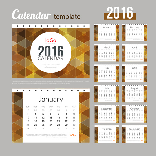 Creative Calendar 2016 modèle vecteur 10 modèle Créatif calendrier 2016   