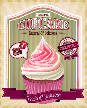 Cupcake Retro-Plakatvektor 01 poster cupcake   