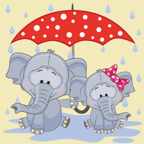 Animaux mignons et parapluie Cartoon Vector 05 parapluie mignon cartoon animaux   