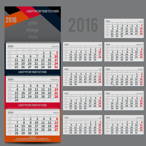 Schreibtisch Kalender Vorlage 2016 Vektormaterial 01 Schreibtischkalender Schreibtisch Kalender 2016   