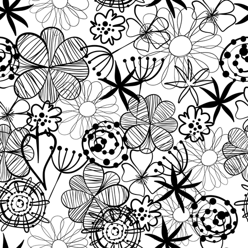 Doodle Blumen Handzeichnung Vektormuster 05 Zeichnung Muster hand doodle Blumen   