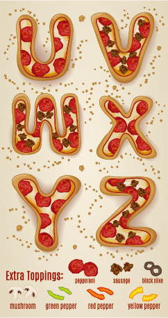 Exquise pizza alphabet Design vecteur 06 pizza exquis alphabet   