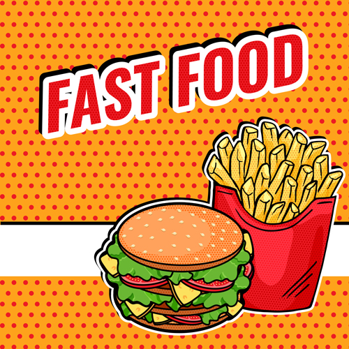 Fast-Food-Plakatvorlage Vektormaterial 06 schablone poster material Lebensmittel fast   
