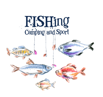 スポーツハンド描画ベクトル02と釣りキャンプ 釣り 手描き スポーツ キャンプ   