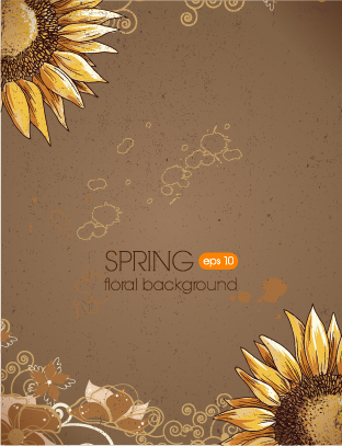 Florale Frühlingsretro Retro-Schrift Hintergrundvektor Frühling floral   