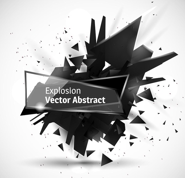 Glasbanner mit schwarzem Explosionseffekt Hintergrundvektor 02 Schwarz Glas explosion Effekt banner   