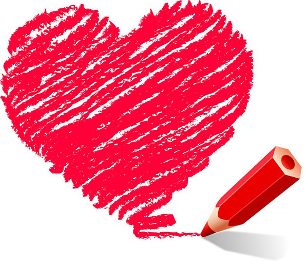 Von Hand gezogenes Herz mit rotem Stift Vektor pen Herz Hand gezeichnet   