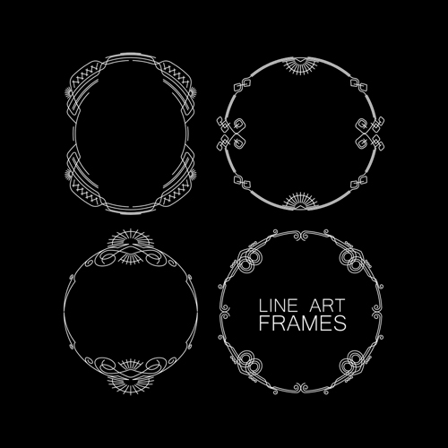 Linienart Rahmen Design Vektor 03 Rahmen line Kunst   