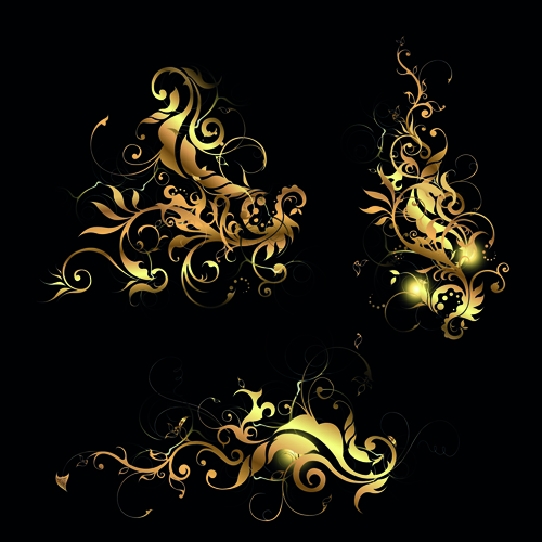Metallisch blumig goldenen Ornamentvektor 04 ornament metallic golden floral   