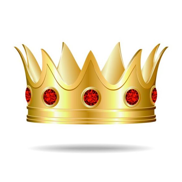 Rotes Juwel mit goldenem Kronenvektor 02 rot Krone gold Edelstein   