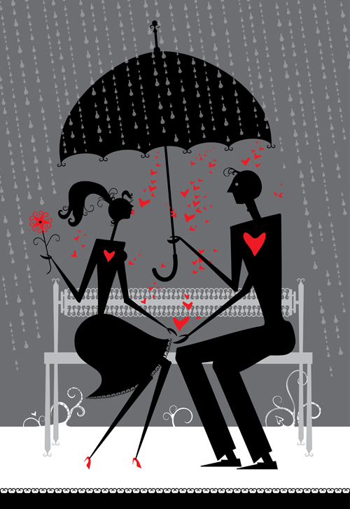 Romantische Liebeselemente mit Silhouette Vektor 05 silhouette Romantik Liebe Elemente   