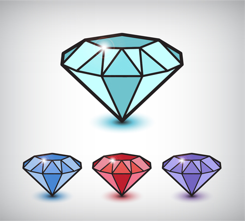 光沢のある色のダイヤモンドグラフィックスベクトル 着色された 光沢のある ダイヤモンド グラフィック   