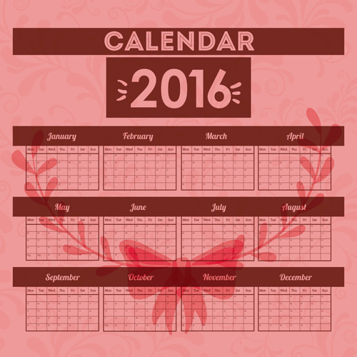 Simple mur calendrier 2016 Design vecteurs ensemble 18 simple mûr conception calendrier 2016   