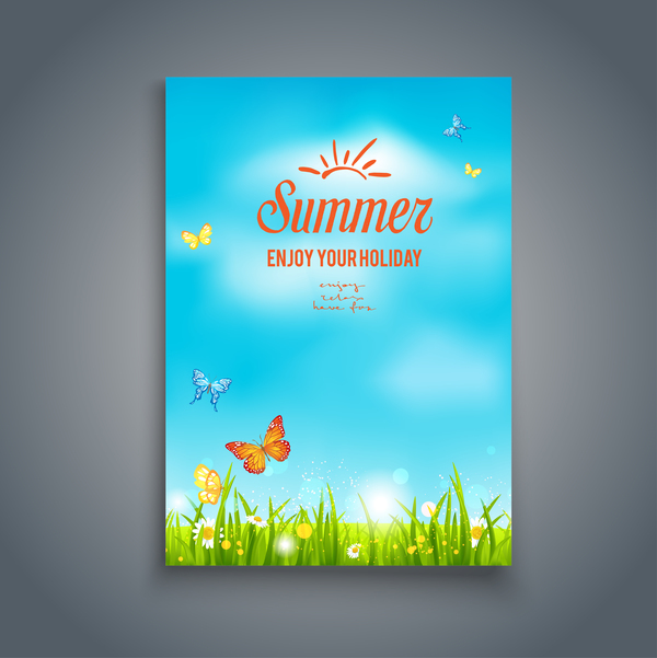 Sommerferienflyer und Cover-Broschüre Vektor 06 Urlaub Sommer flyer cover Broschüre   