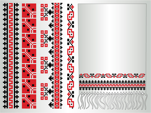 ウクライナスタイル刺繍パターンベクトル05 刺繍 パターン スタイル ウクライナ語   
