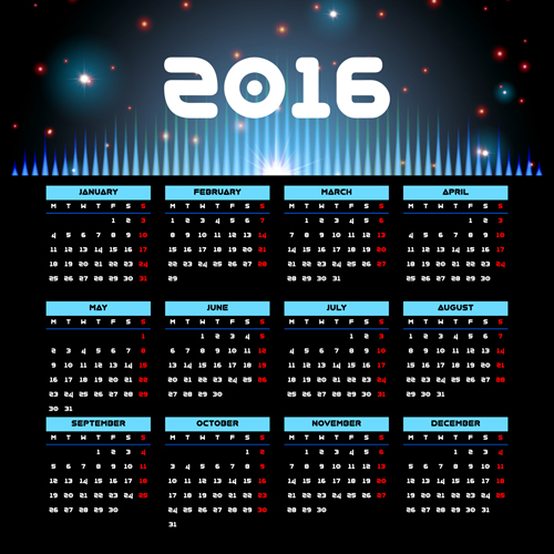 Vector Gitterkalender 2016 Designmaterial 03 Kalender grid 2016   