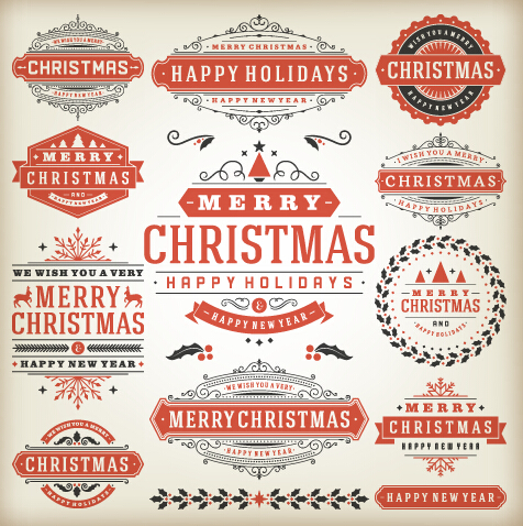 Vintage 2015 Weihnachtslabels Kreativvektor 03 Weihnachten vintage labels Kreativ 2015   