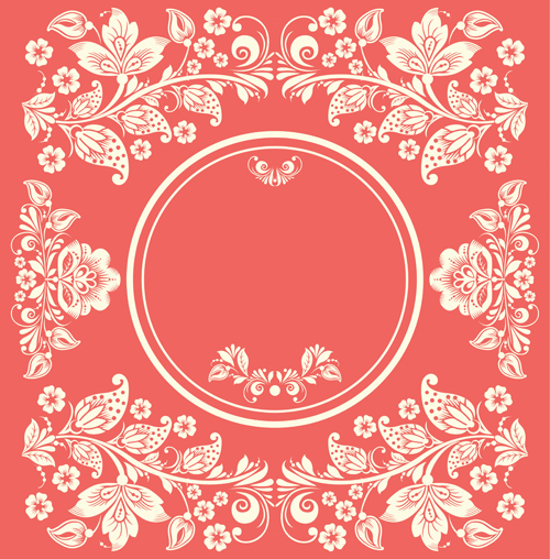 Jahrgang florale mit rosa Hintergrundvektor 02 vintage pink Hintergrund floral   
