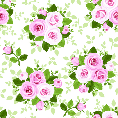 Vintage roses vecteur seamless pattern 01 vintage sans soudure rose modèle   