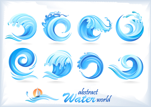 L’eau abstrait logos vector set 02 logos eau Abstrait   