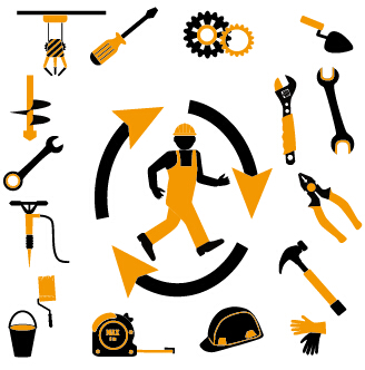 Arbeiter mit Reparaturservice-Vektor 07 service Reparatur Arbeiter   