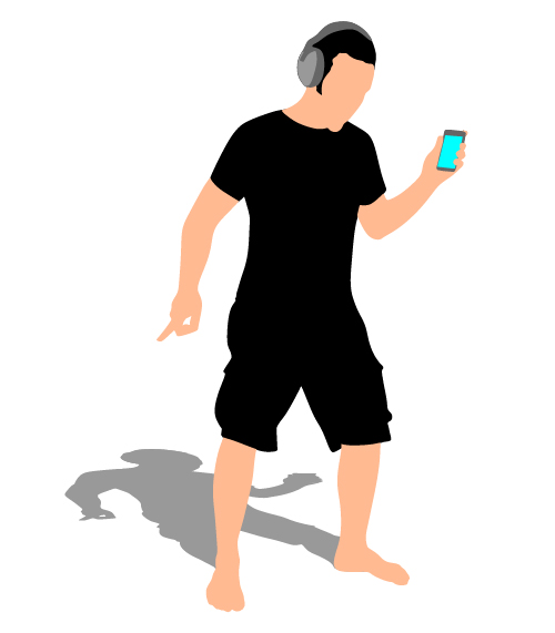 Junger Mann mit Musik-Vektorabbild 03 Vektorillustration Musik jung illustration   