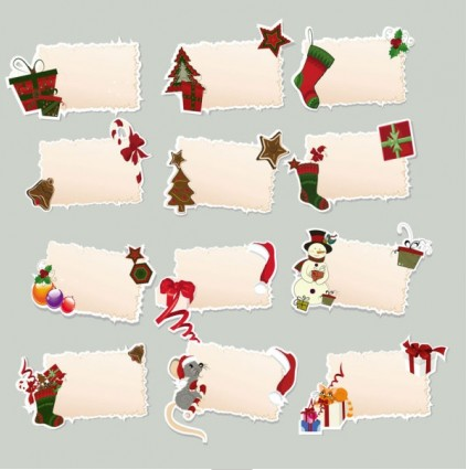 Cartes de Noël papier créatif vecteur ensemble papier Noël cartes   