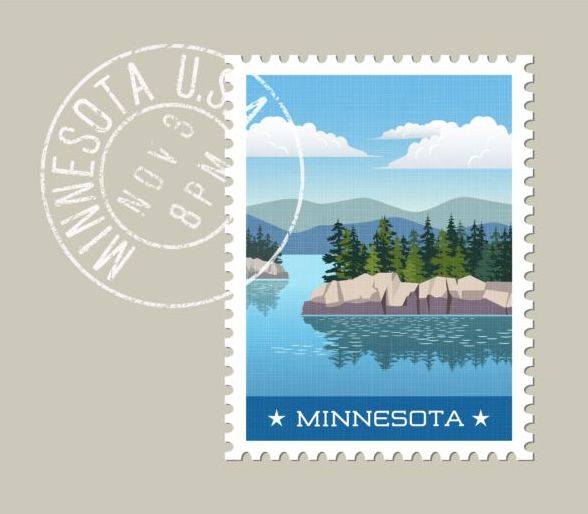 Minnesota timbre-poste modèle vecteur timbre Minnesota affranchissement   