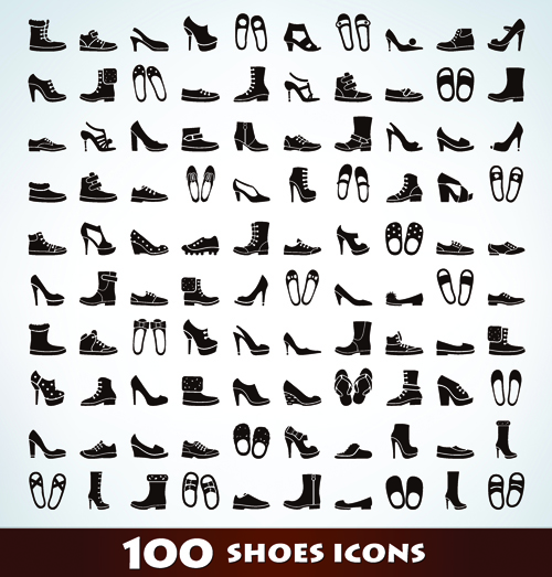 100 Freund-Schuhe Vektorsymbole Vector-Ikone Schuhe icons icon art   