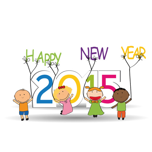 2015新しい年と子のデザインベクトル06 新年 子供 2015   