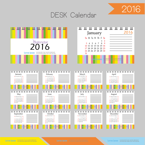 2016デスクカレンダーテンプレートベクトルセット14 テンプレート カレンダー 2016   