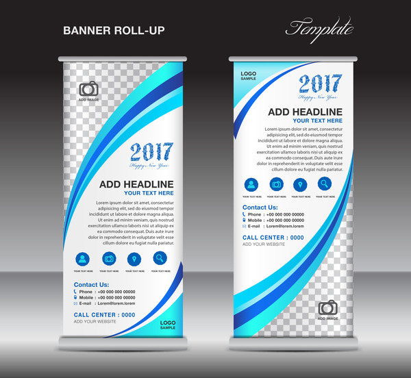 2017 Banner-Roll-up-Flyer stand Vorlage Vektor 02 stand Rolle flyer banner 2017   