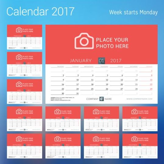 2017 disque calendrier rouge styles vecteur 01 styles disque alendar 2017   