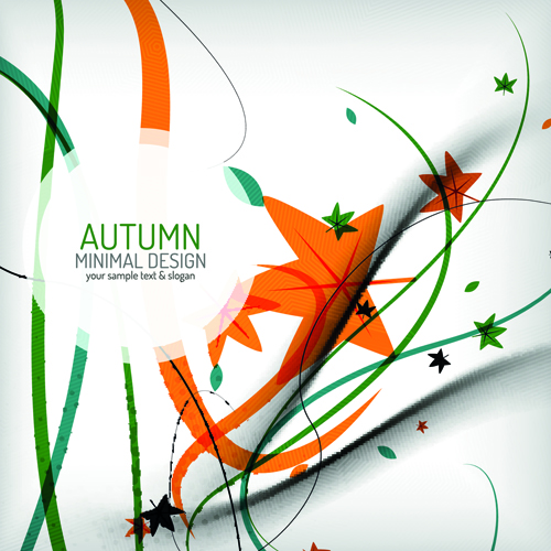 秋の抽象植物と葉ベクトル背景03 葉 背景 秋 植物 抽象的   