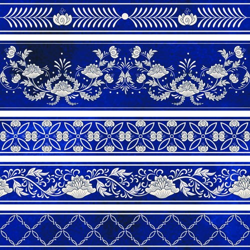 Blaue dekorative Ornamente im russischen Stil Vektor 01 Russland Russisch Ornamente Dekorative   