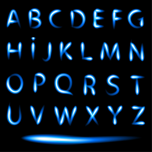 Vecteurs d’alphabet de lumière bleue lumière Bleu alphabet   