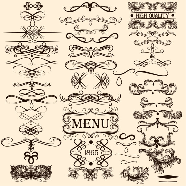Kalligrafie mit Menüschmuck vektorisches Material Ornamente menu material Kalligrafie   